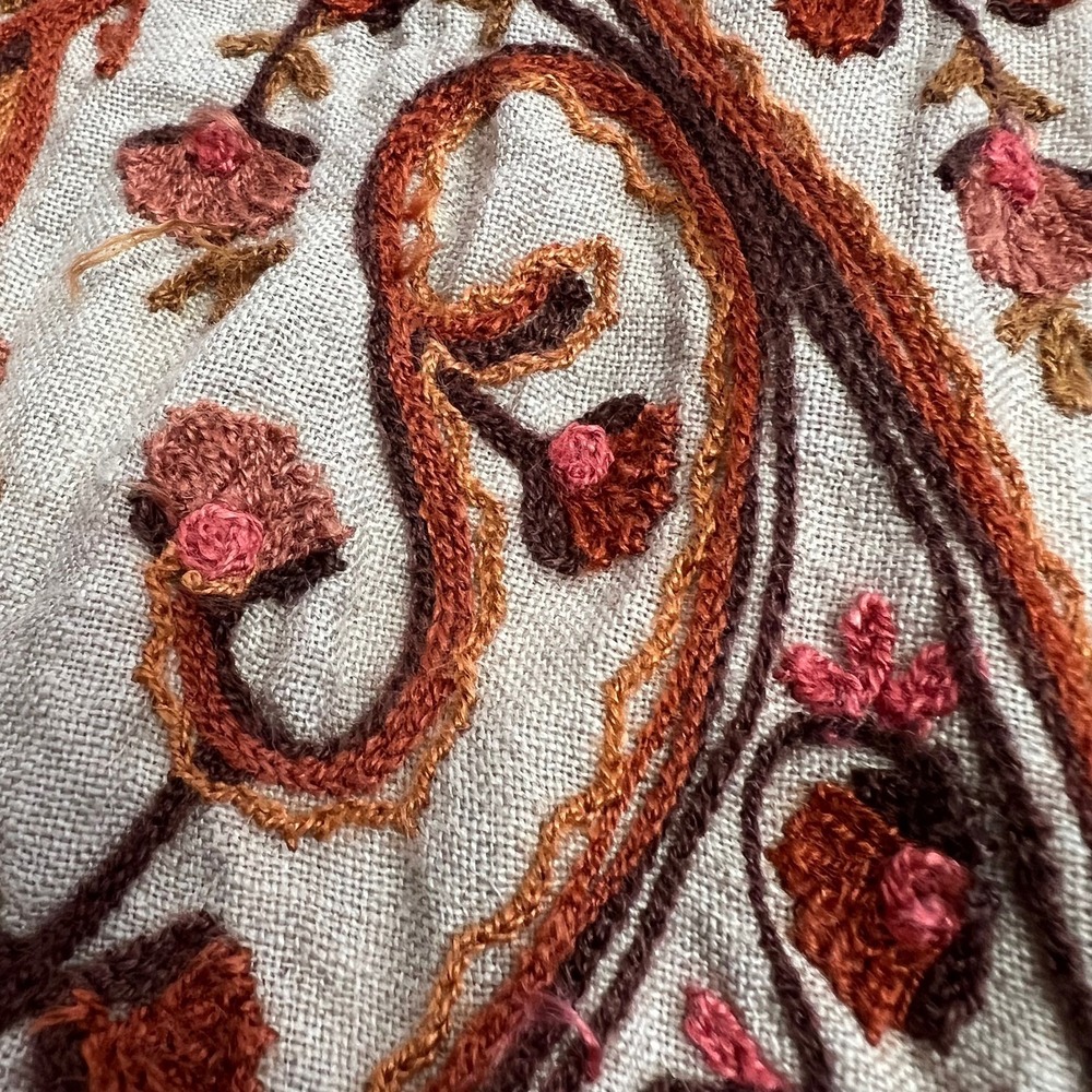 VTG Soft Surroundings XL Embroidered 100% Linen Lined Kimono Jacket Coat Paisley - Picture 7 of 14